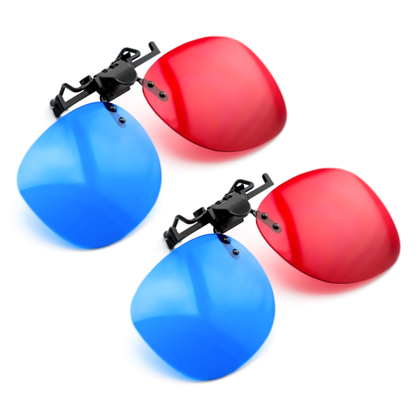 3D Brille Clip-On rot/blau (3D-Anaglyphenbrille)